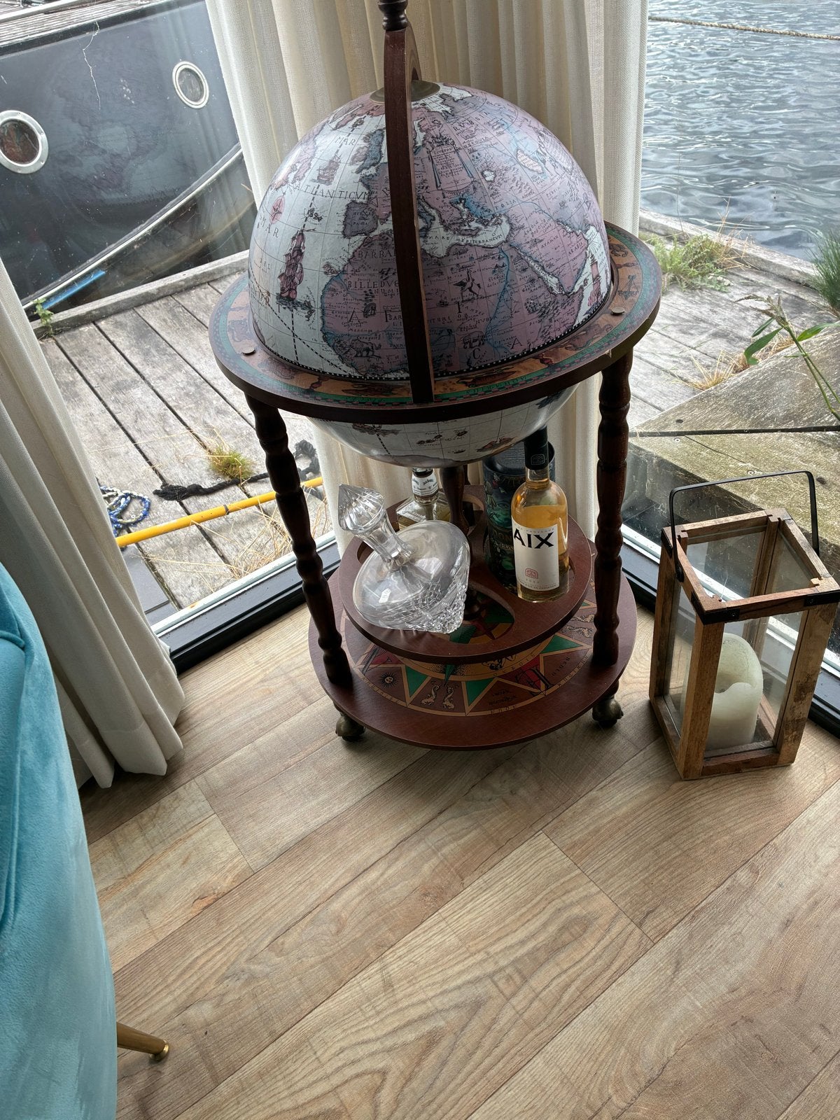 Vintage Wereldbol Bar - Unieke Drankkast op Wielen, Ophalen, Gebruikt, Bruin, Vintage