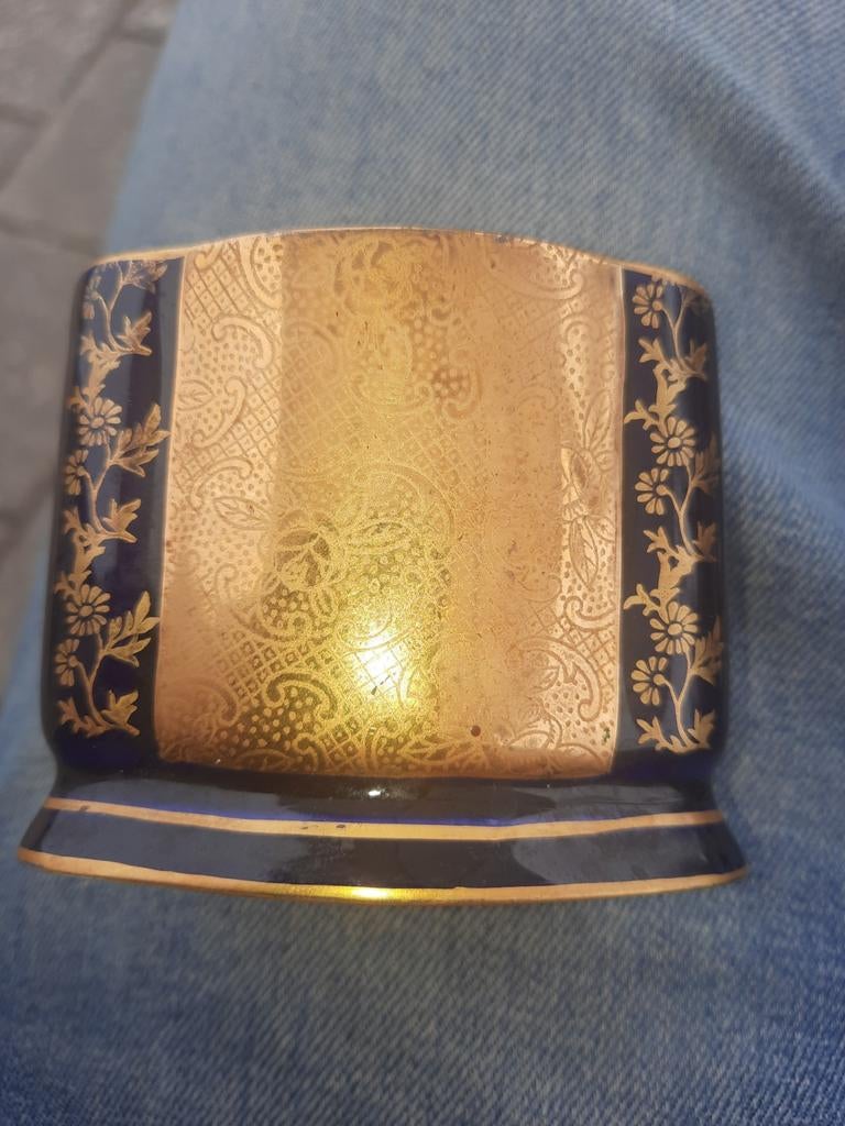 Vintage Huregroud Bavaria Kobalt Reingold vaasje, Ophalen of Verzenden