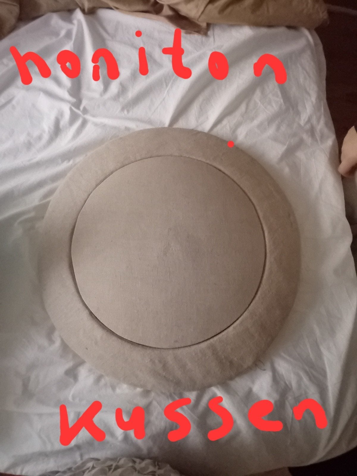 Honiton kantklos Kussen - Rond en Beige, Ophalen, Gebruikt, Kussen
