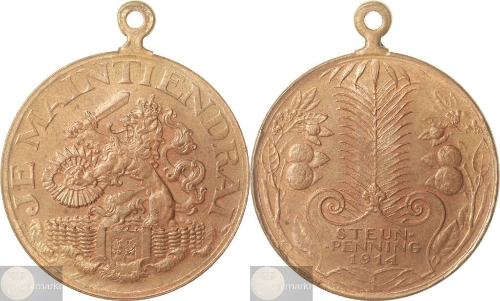 Historiepenning 1914 'Algemeen Steuncomité - J.C. Wienecke', Ophalen of Verzenden, Brons, Nederland