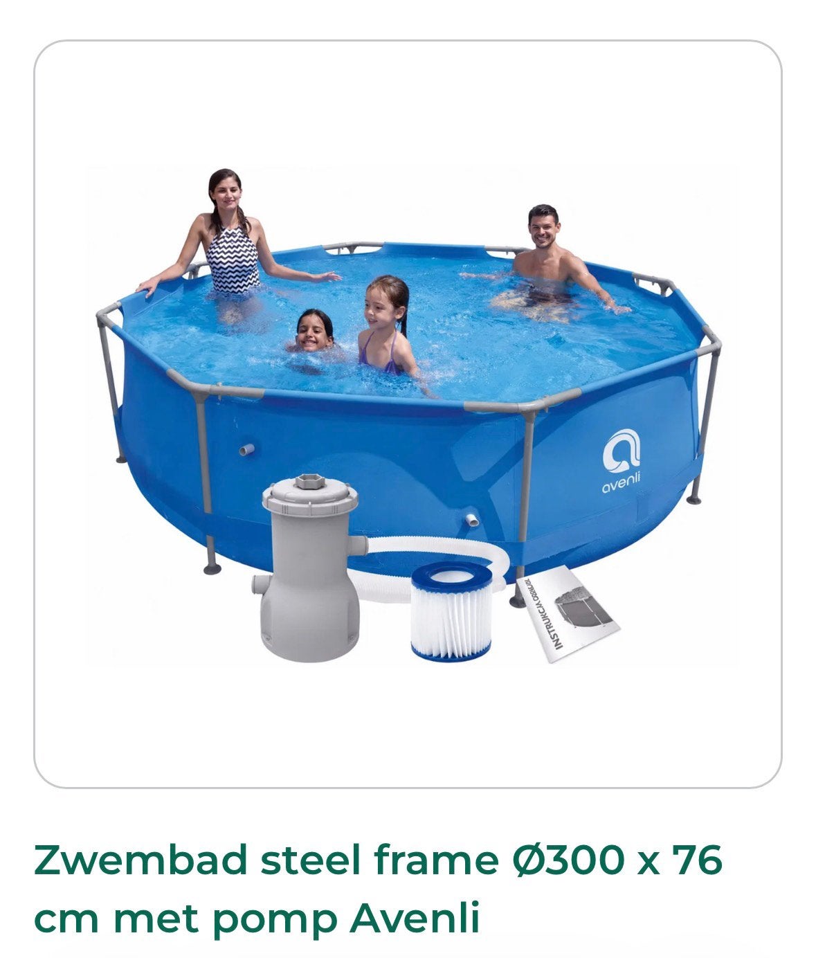 Gratis Zwembad 300x300 zgan, Tuin en Terras, Ophalen, Minder dan 80 cm, Rond, 300 cm of meer