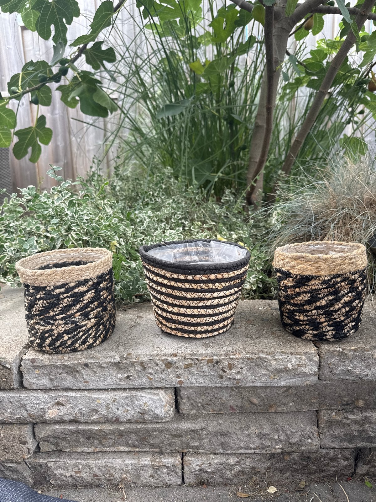 Set van 3 rieten bloempotten/plantenbakken, Ophalen, Overige materialen, Minder dan 30 cm, Minder dan 60 cm