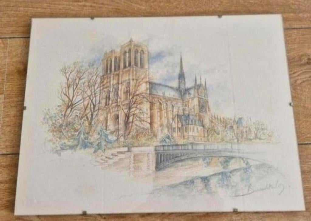 Print Parijs- Notre Dame, Ophalen of Verzenden