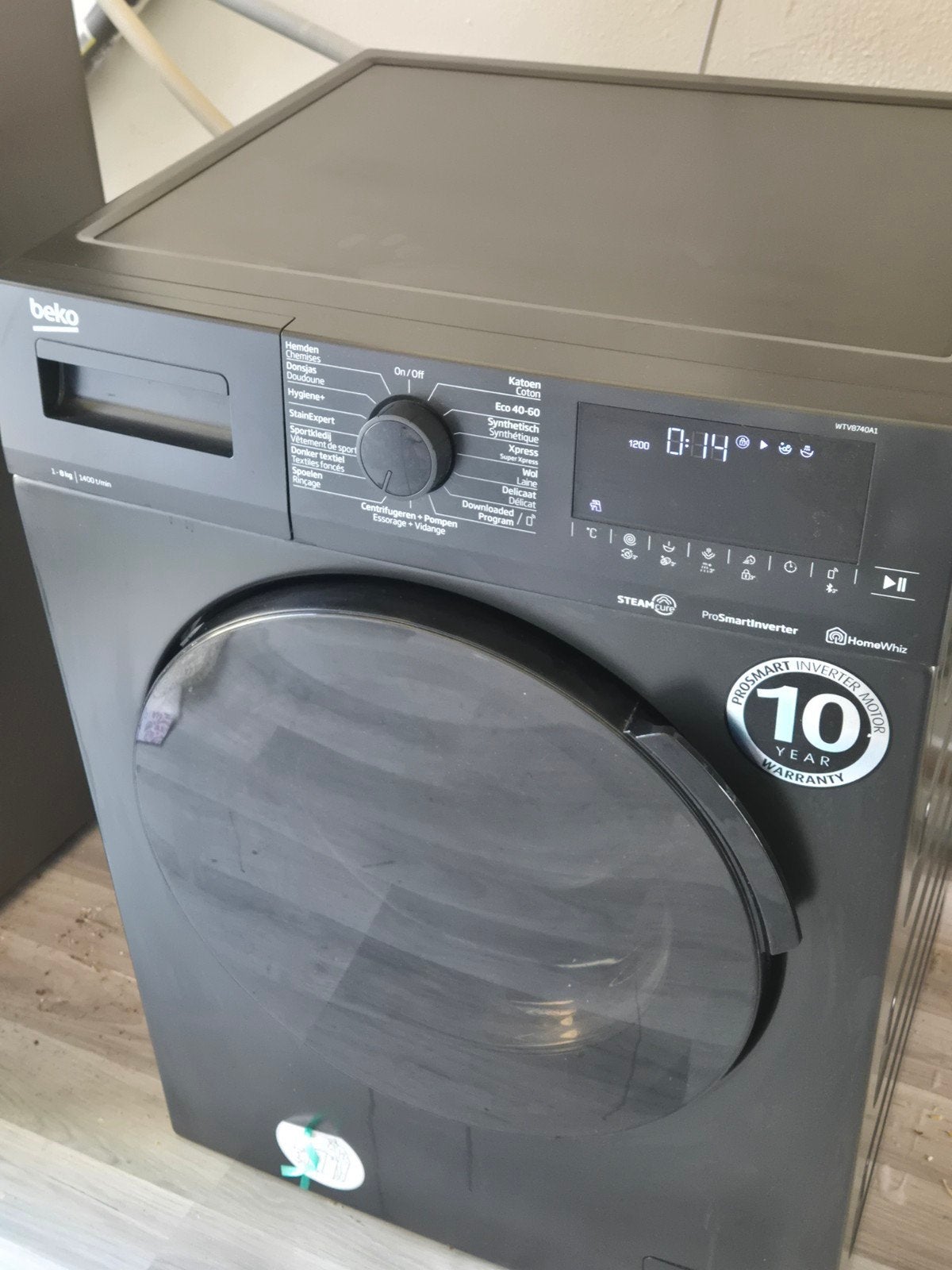 Zwarte Beko wasmachine 8 kg, Ophalen, Gebruikt, Minder dan 85 cm