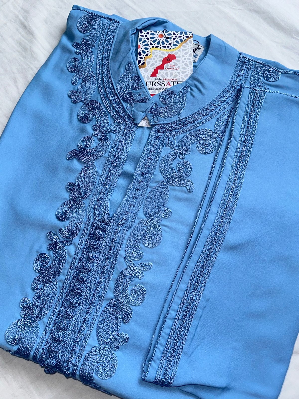 Mooie blauwe kaftan met borduursel, Kleding | Heren, Ophalen of Verzenden, Nieuw