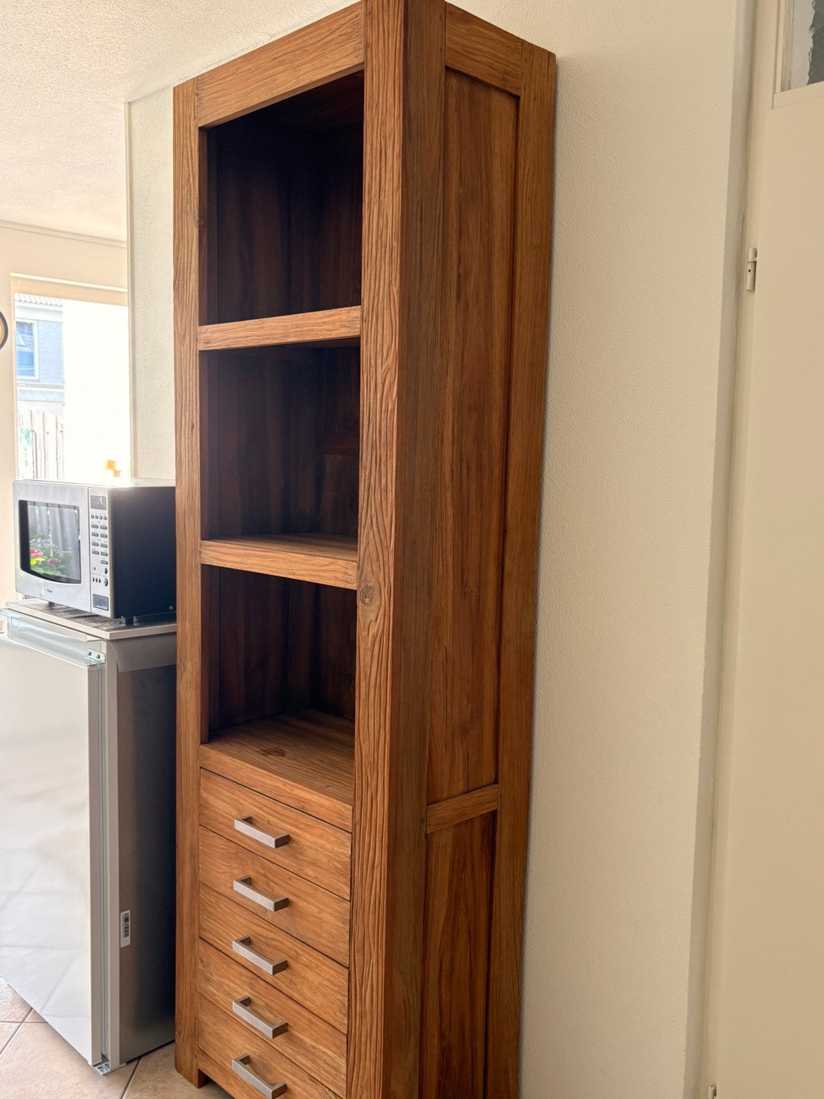 Eikenhouten kast 220 x 69,5 x 40 cm, Ophalen, 200 cm of meer, Eikenhout, 50 tot 100 cm