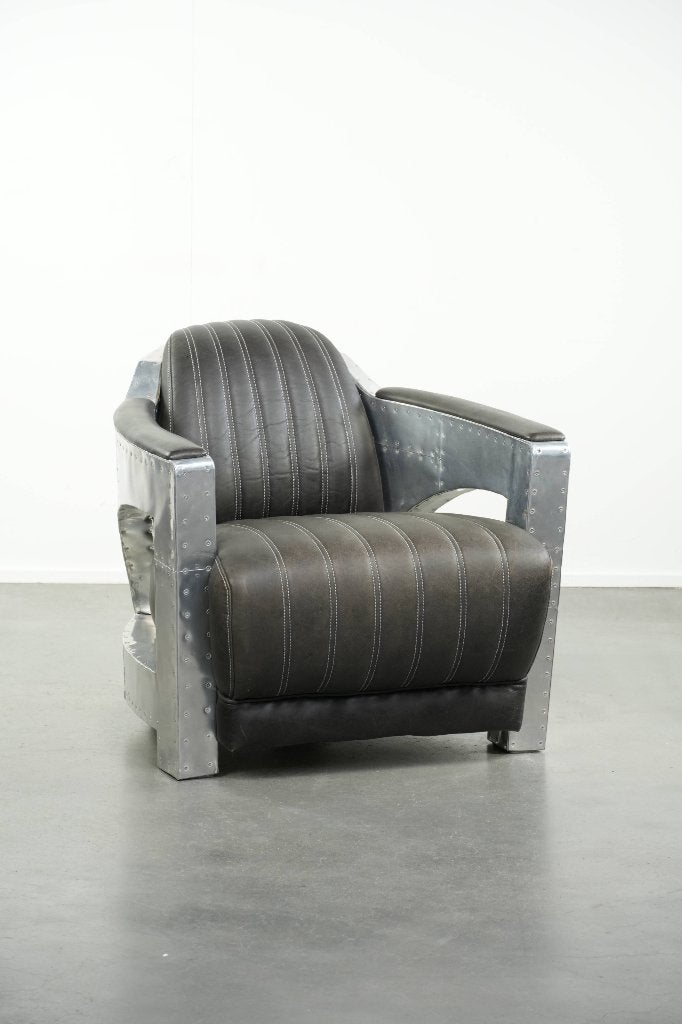 Mooie en comfortabele rundleren aviator design armchair, Ophalen, Gebruikt, Aviator, /