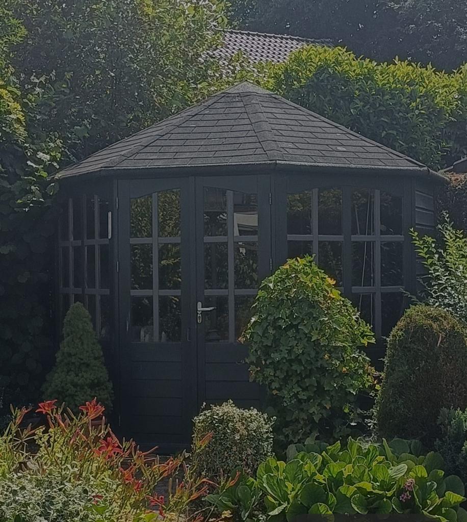 houten tuinhuis/blokhut met ramen, Tuin en Terras, Ophalen, 250 tot 500 cm, Hout, 200 tot 400 cm