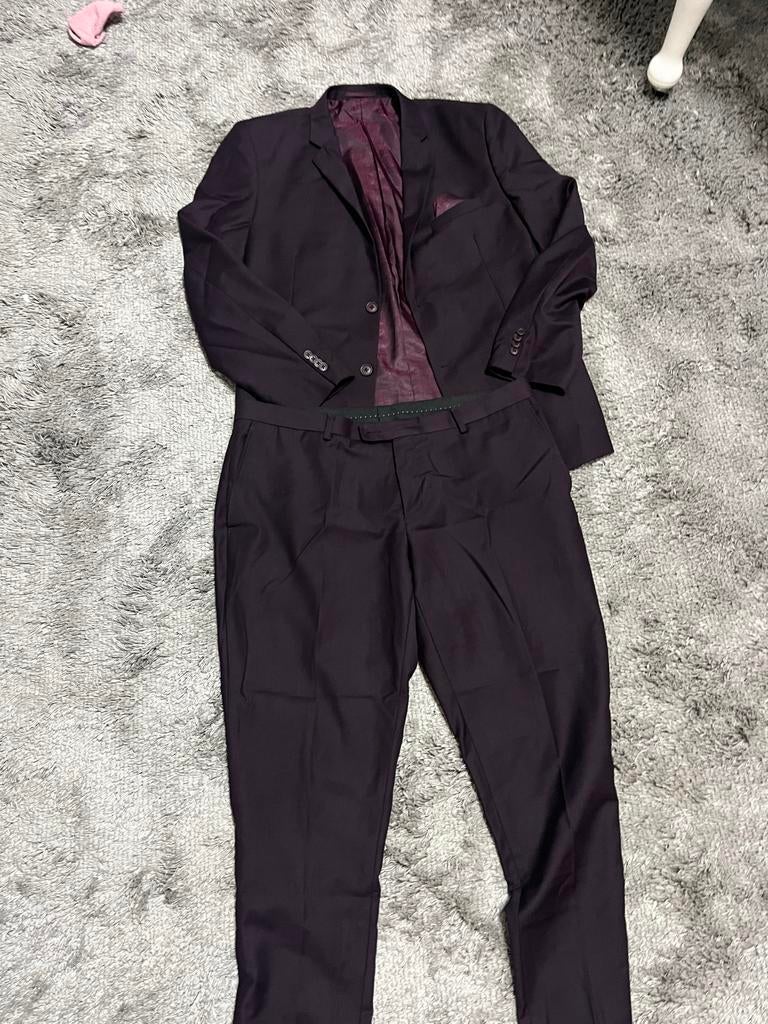 Bordeaux Rood Pak Maat XL, Kleding | Heren, Kostuums en Colberts, Ophalen of Verzenden, Zo goed als nieuw, Maat 56/58 (XL), Rood