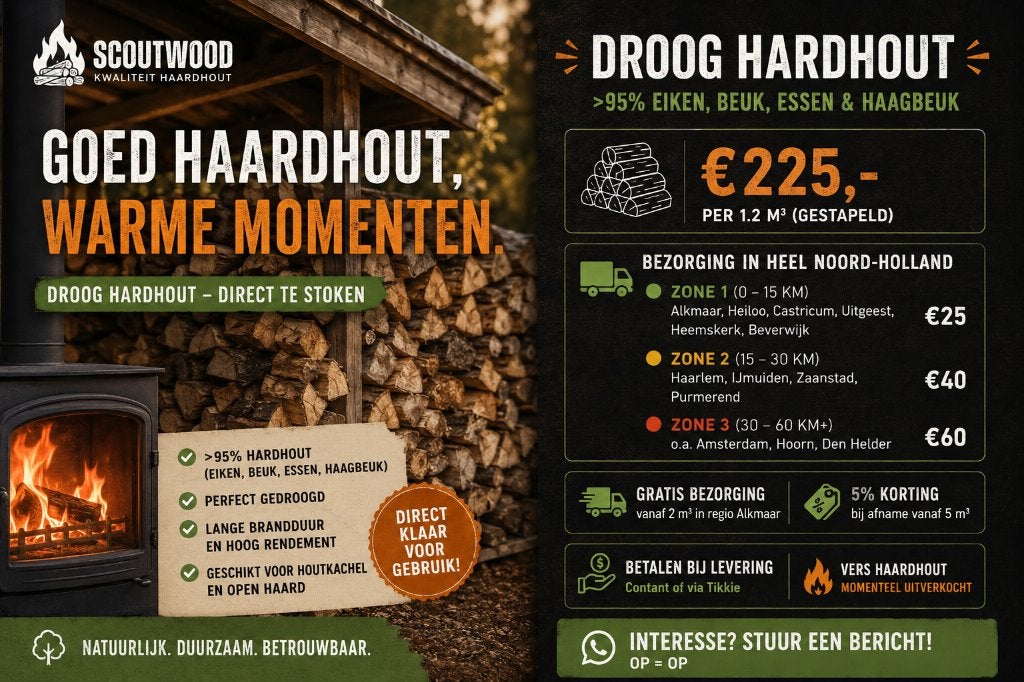 Droog haardhout | Hardhout (eiken, beuk, essen) | 1.2 m³, 3 tot 6 m³, Ophalen of Verzenden, Eikenhout, Blokken