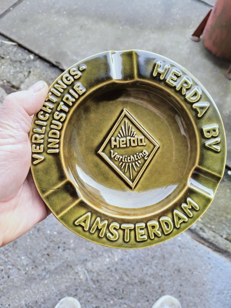 Vintage Herda Verlichting Amsterdam asbak, Antiek en Kunst, Ophalen of Verzenden
