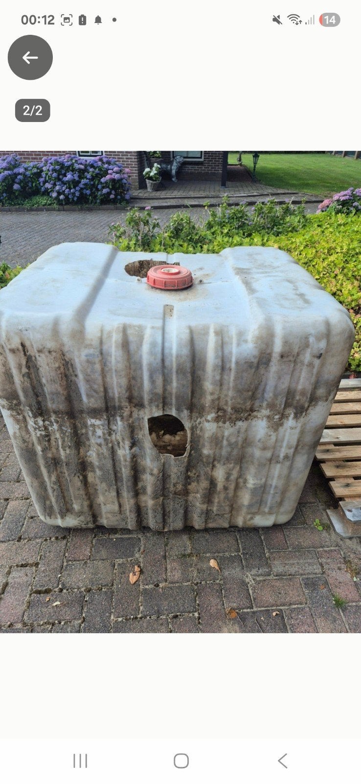 Gebruikt IBC vat met gaten - ideaal voor tuin/dieren, 150 liter of meer, Ophalen of Verzenden, Gebruikt, Kunststof