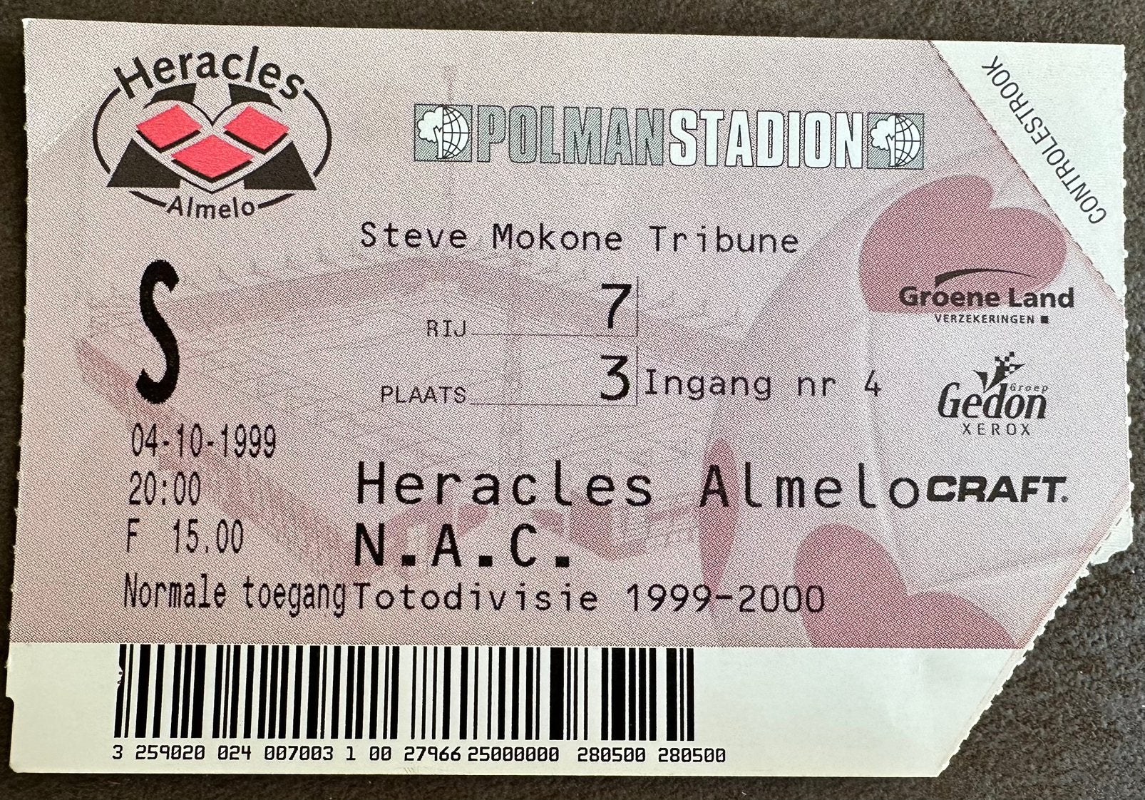 Ticket 99-00 Heracles - NAC, Verzenden, Gebruikt, NAC Breda, Overige typen