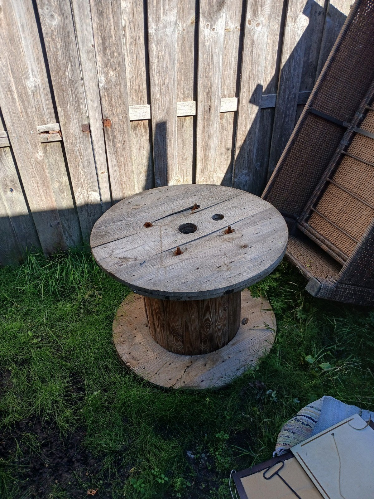 Houten kabelhaspel - Ideaal als tuintafel, Ophalen, Gebruikt, Rond, Tafelblad