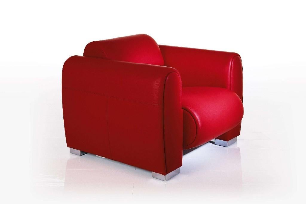 2 stuks Bruhl Sumo Single Chair in rood leder, Huis en Inrichting, Ophalen, Zo goed als nieuw, 100 tot 125 cm, Modern