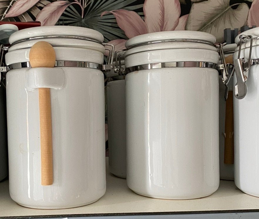 Nieuwe opberg potten voorraad wecker pot wit zware kwaliteit, Huis en Inrichting, Nieuw, Ophalen of Verzenden, Voorraadpot, Steen/keramiek