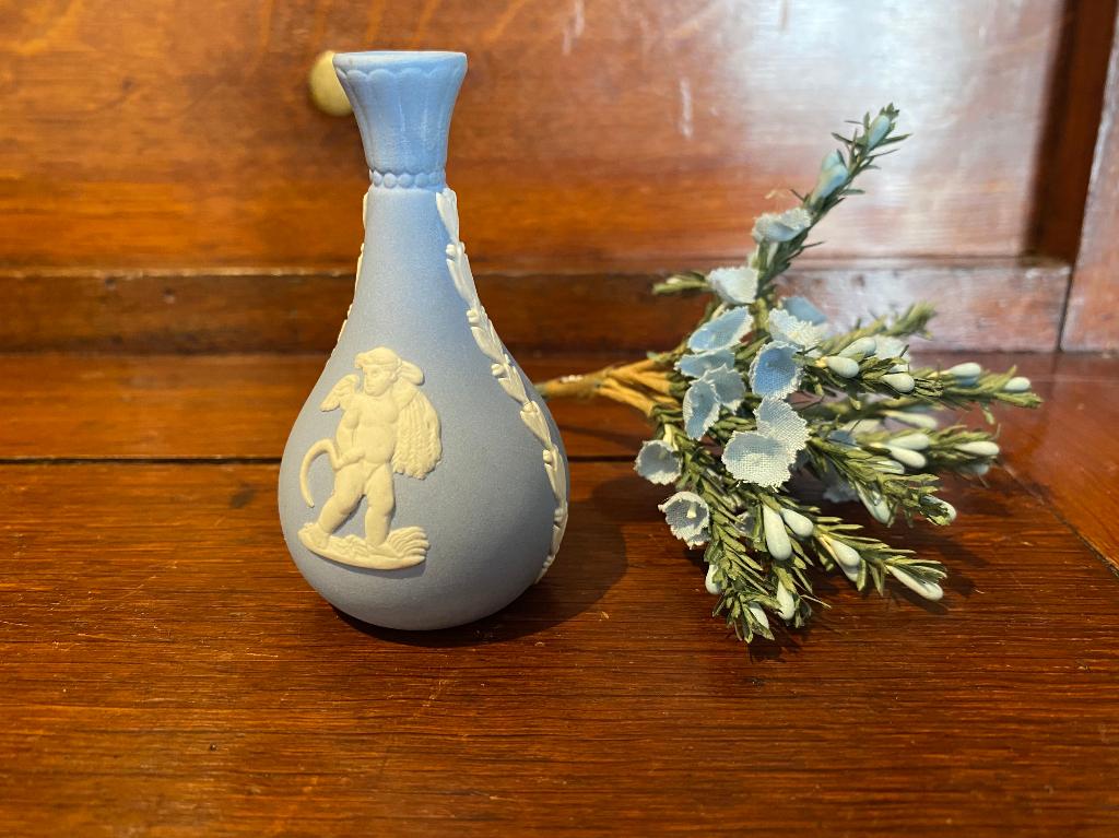Mini vaasje en schaaltje Wedgwood Blue Jasper, Ophalen of Verzenden