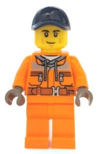 LEGO City cty1140 Street Sweeper Operator - Male, Orange Saf, Lego, Ophalen of Verzenden, Minifiguur, City