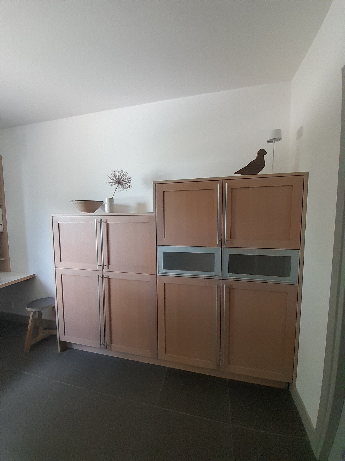 Dichte kast, boekenkast, keukenkast met glas, kantoor bureau, Ophalen, Zo goed als nieuw, 200 cm of meer, Strak, modern, stijlvol