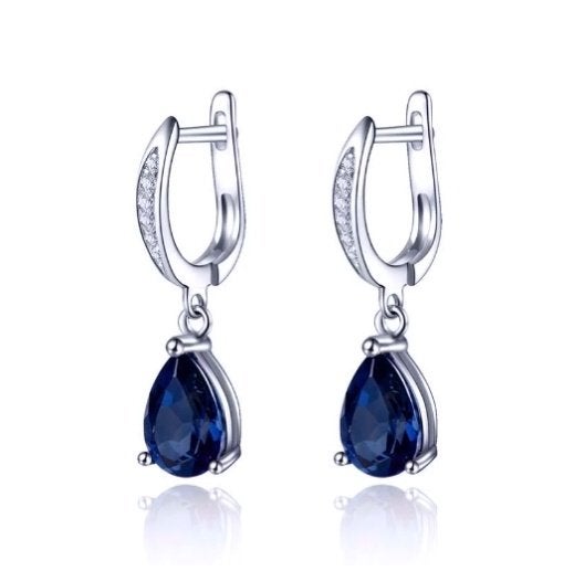Blauwe waterdruppels zirkoon 925 zilveren oorbellen, Nieuw, Ophalen of Verzenden, Met edelsteen, Knopjes of Stekers