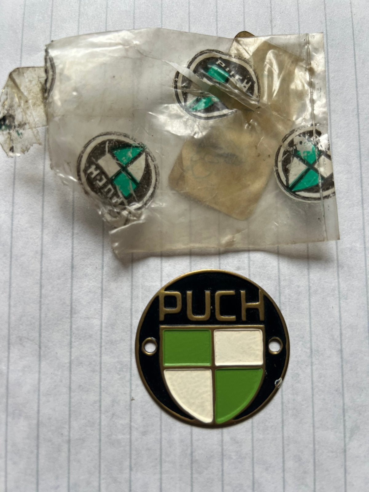 Puch koplamp embleem, orgineel (2), Ophalen of Verzenden, Zo goed als nieuw, Koplamp