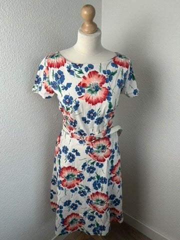 King Louie maat 42 witte bloemen zomer jurk 1572