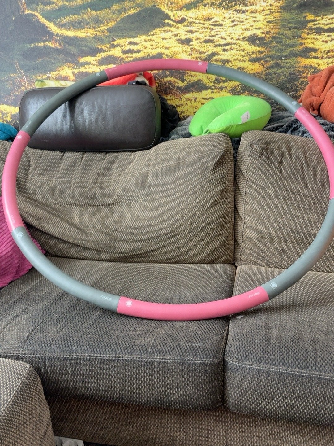Weight Hoop verzwaarde hoelahoep roze/grijs, Verzenden, Met gewicht, Gebruikt, Fitness hoelahoep