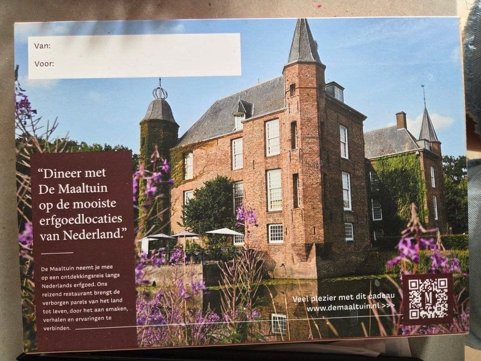 Cadeaubon maaltuin, Tickets en Kaartjes, Eén persoon, Cadeaubon, Overige typen