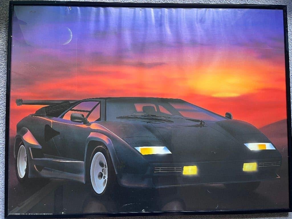 Grote ingelijste poster Lamborghini Countach uit 1991, Verzamelen, Posters, Ophalen, Met lijst, Deurposter of groter, Rechthoekig Liggend