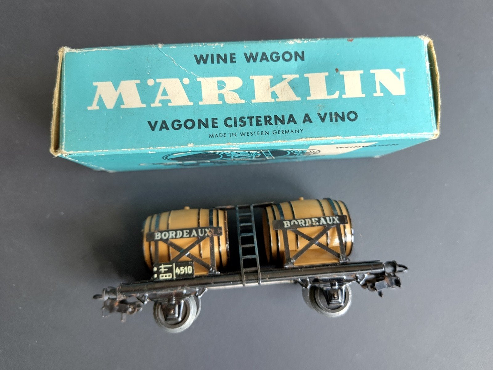 Märklin Wijnwagon 4510 Bordeaux met originele doos, Wisselstroom, Gebruikt, Wagon, Ophalen of Verzenden