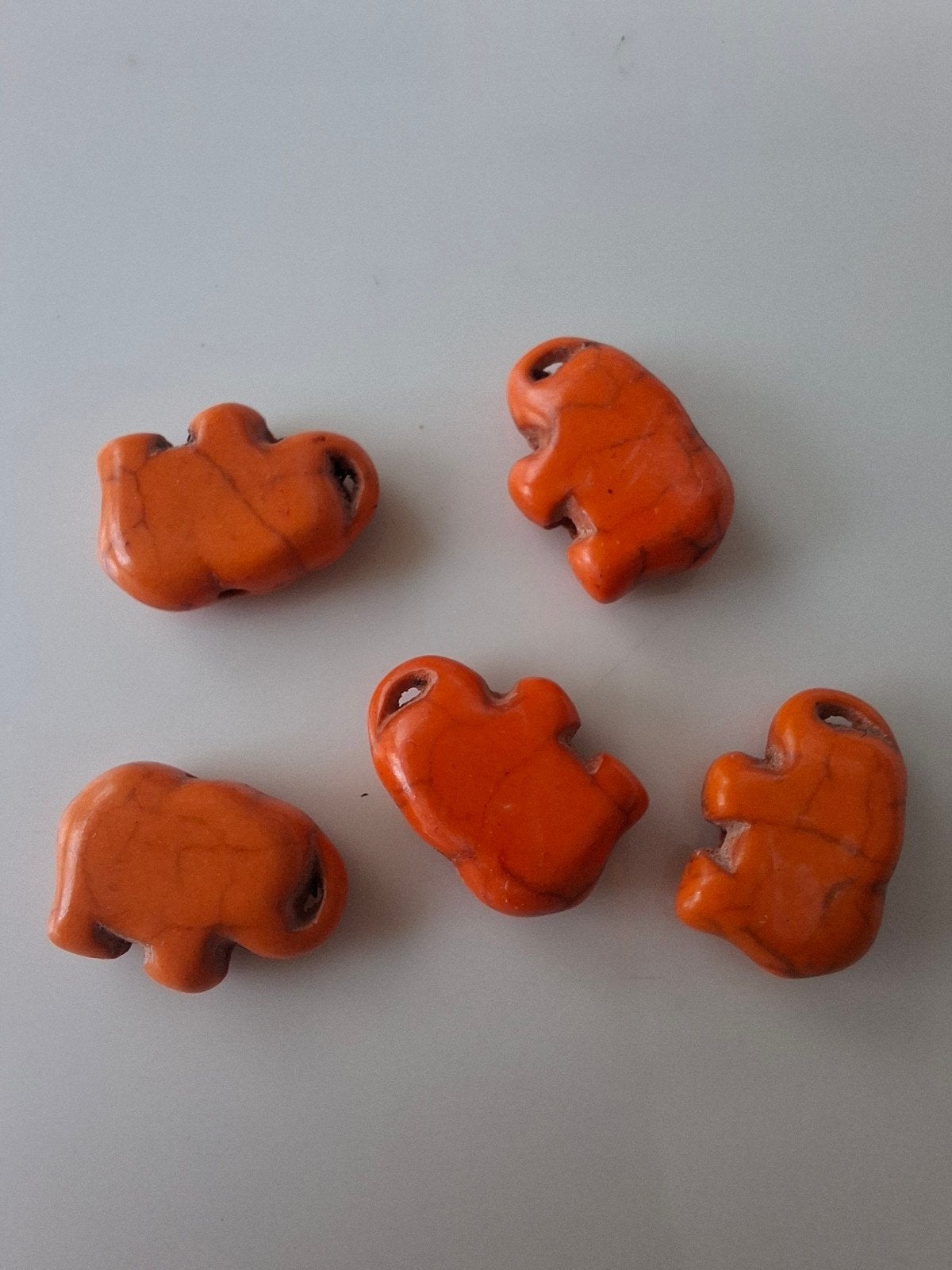 5 stuks howliet kralen olifant oranje, Kraal, -, -, Nieuw