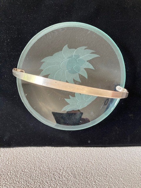 Art Deco koekschaal kristal ZONNEBLOEM decoratie, Antiek en Kunst, Ophalen of Verzenden
