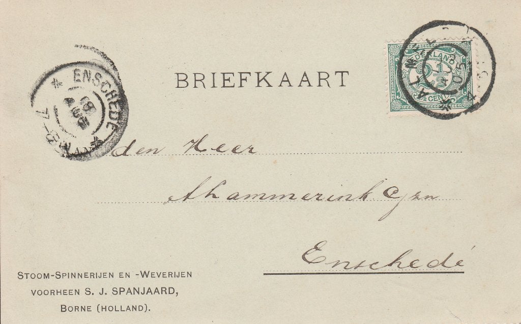 BORNE 1905 Stoom-spinnerijen en WEVERIJEN vh SPANJAARD, Ophalen of Verzenden, Voor 1920, Gelopen, Overijssel