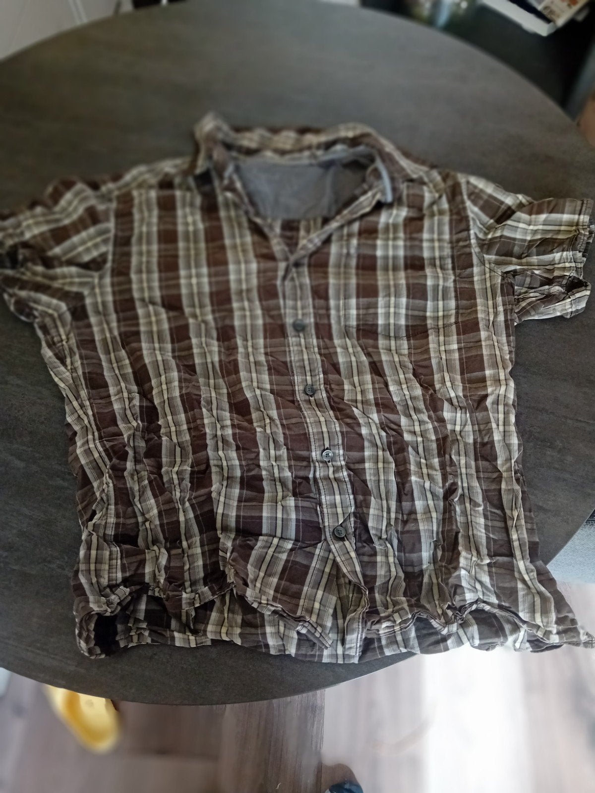 Esprit geruit overhemd - Bruin/Wit, Bruin, Esprit, Gedragen, Halswijdte 39/40 (M)