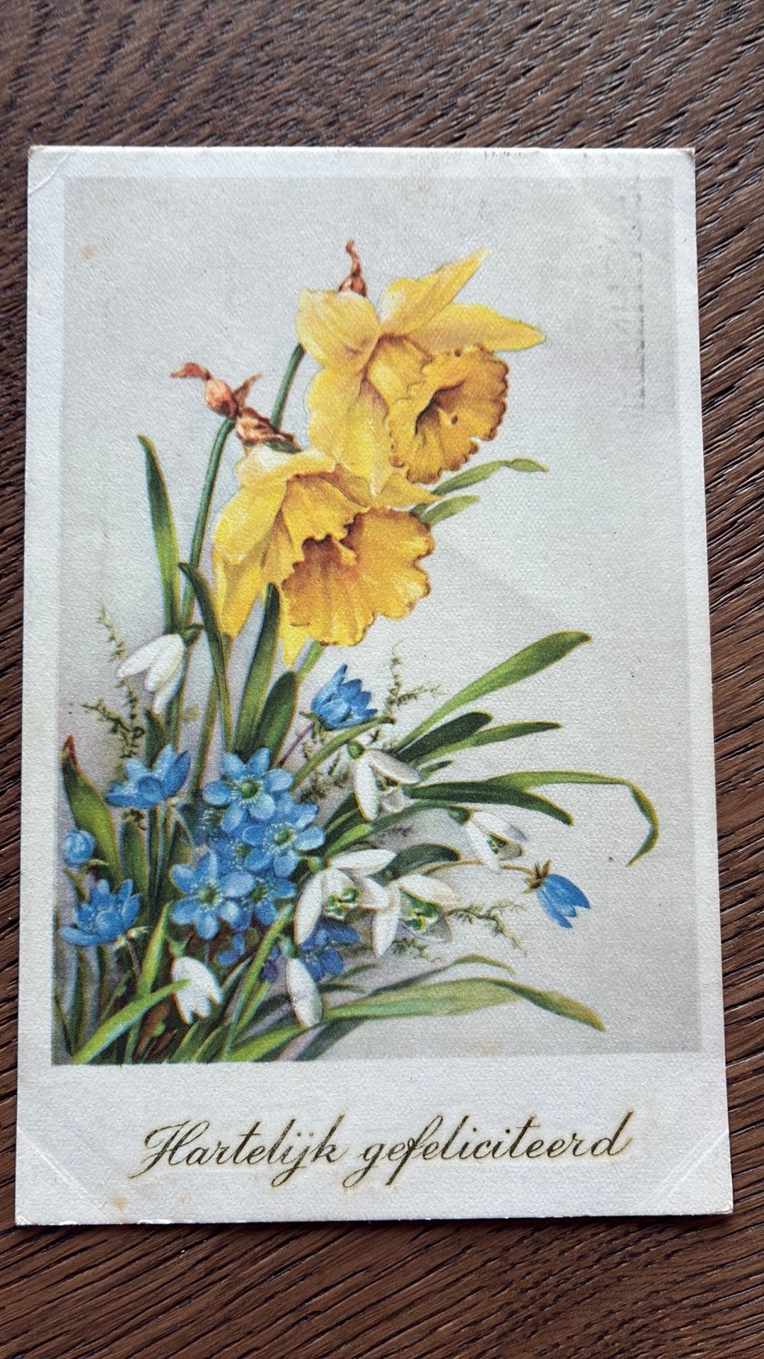 Bloemen. Boeket: Narcissen, sneeuwklokjes, Ophalen of Verzenden, 1940 tot 1960, Gelopen