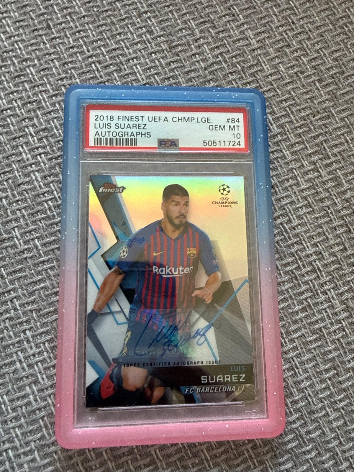 Luis Suarez Topps Finest Autographed Kaart PSA 10 GEM MT, Ophalen of Verzenden, Zo goed als nieuw, Buitenlandse clubs, Spelerskaart