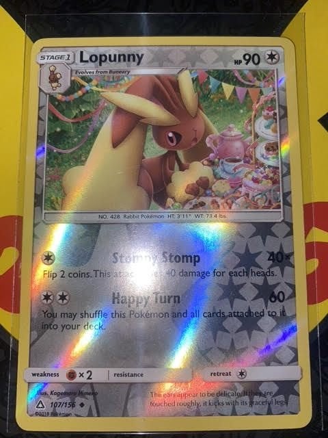 lopunny 107/156 reverse holo, Ophalen of Verzenden, Zo goed als nieuw, Losse kaart