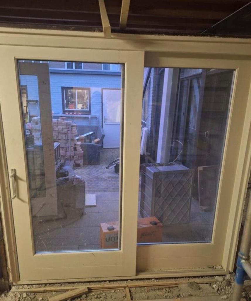 Schuifpui gevelkozijn pui Hardhout Dubbelglas, Doe-het-zelf en Verbouw, Kozijnen en Schuifpuien, Gebruikt, Ophalen of Verzenden