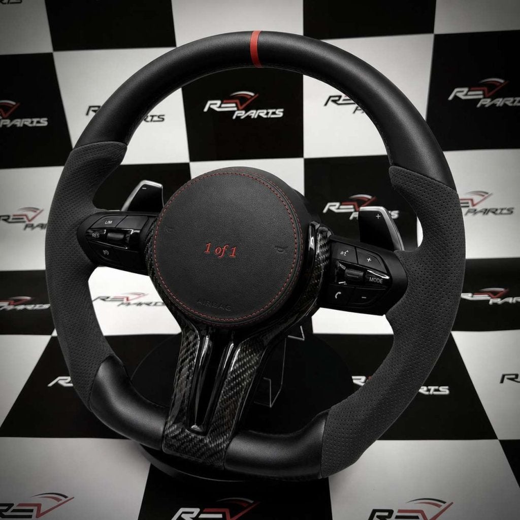 Custom zwart leer alcantara stuur voor BMW F en E modellen