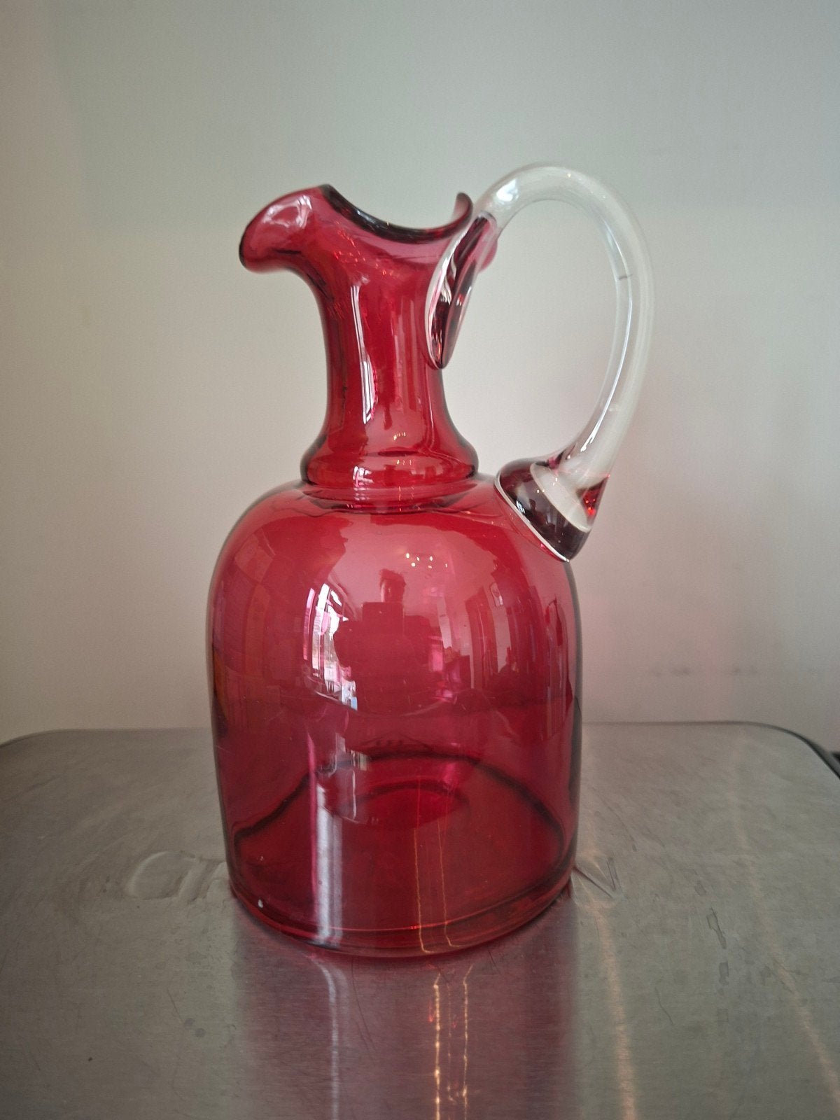 Victoriaanse handgeblazen cranberry rode glazen karaf, Ophalen of Verzenden