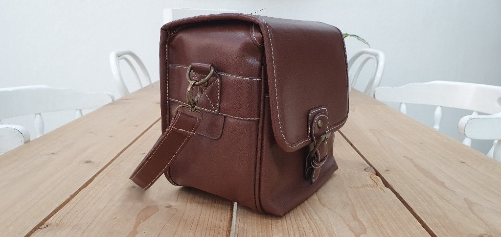 Fototas / cameratas - (nep) leren bruine camera tas vintage, Overige merken, Schouderband, Nvt, Schoudertas
