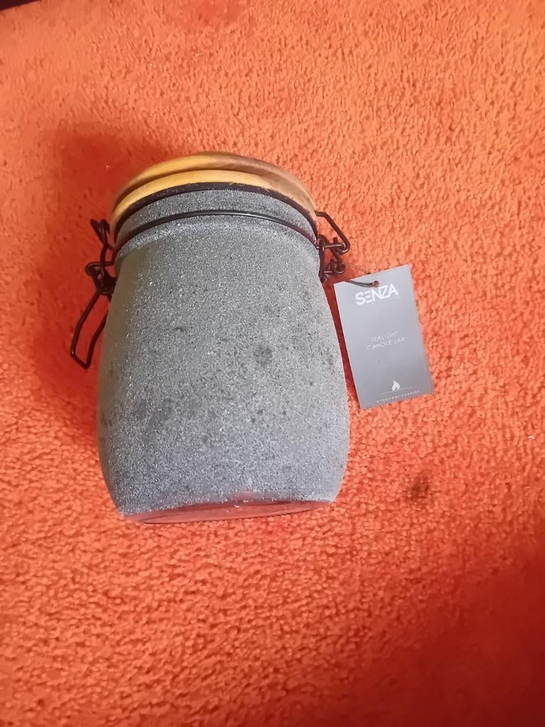 Theelicht kaars bakje, Huis en Inrichting, Woonaccessoires | Kandelaars en Kaarsen, Ophalen of Verzenden, Zo goed als nieuw, Grijs