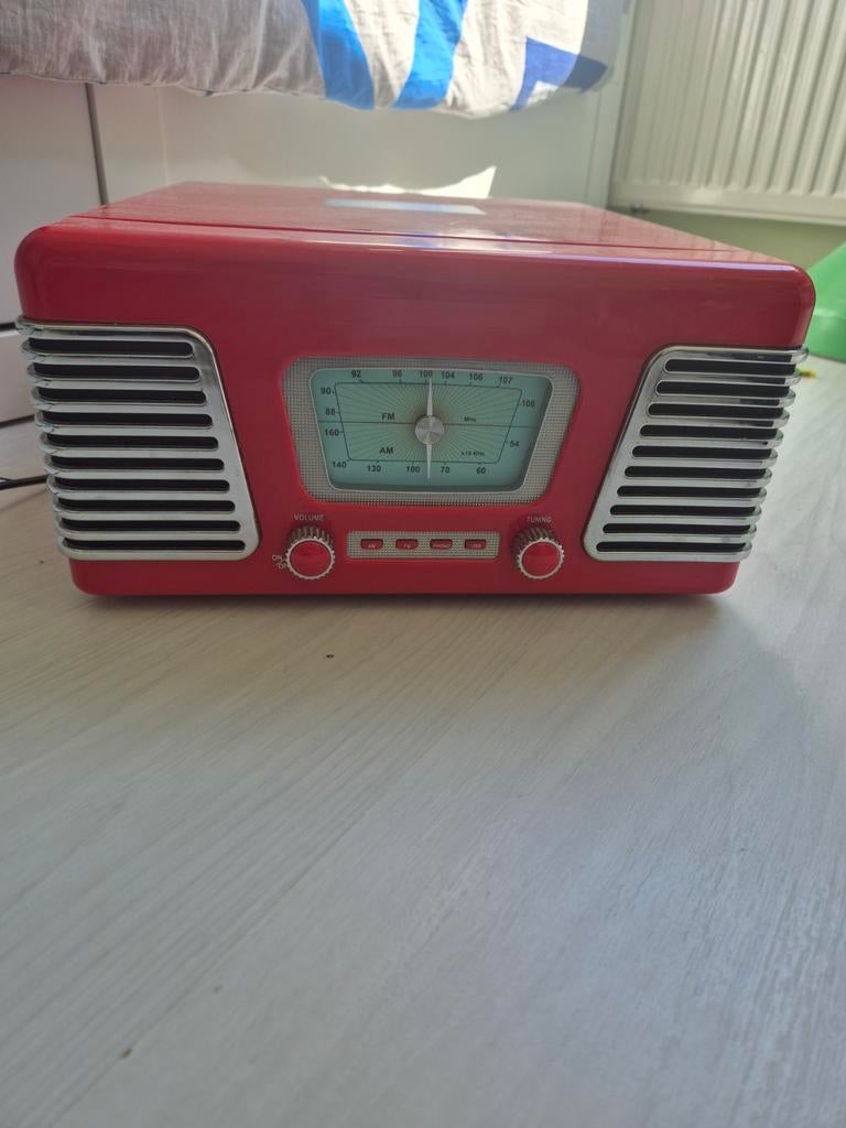 Retro Platenspeler met Radio - Rood, Ophalen, Gebruikt, Platenspeler, Overige merken