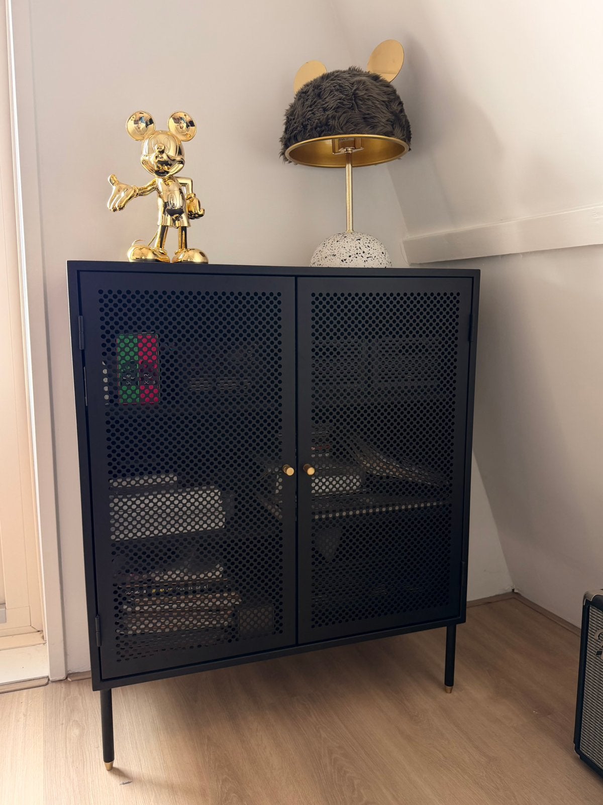 Dressoir Brix - zwart metaal, 80cm breed, Ophalen, Met deur(en), 50 tot 100 cm, Zo goed als nieuw