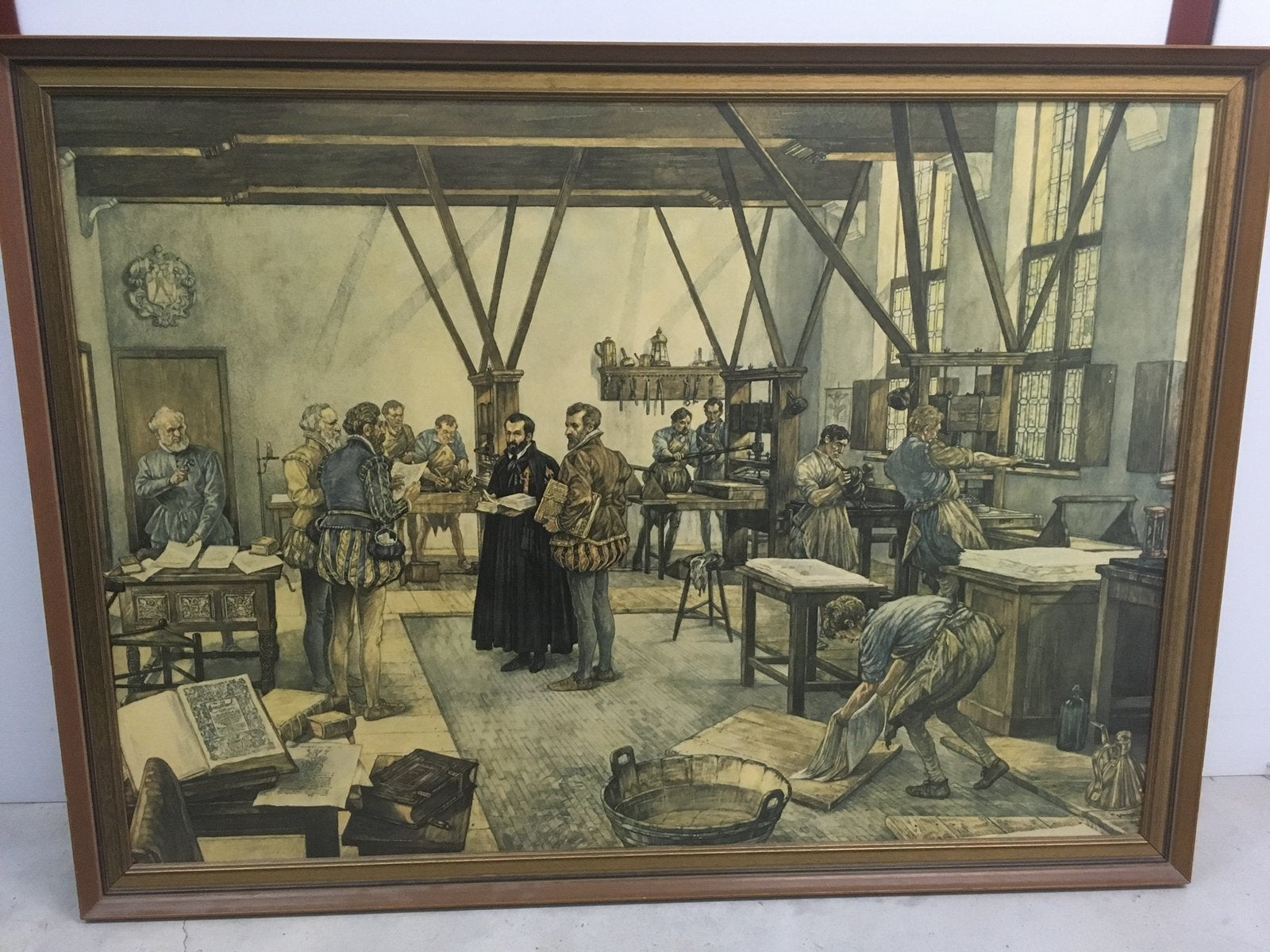 Ingelijste plaat Drukkerij Plantijn (1570) - 102x74 cm, Ophalen
