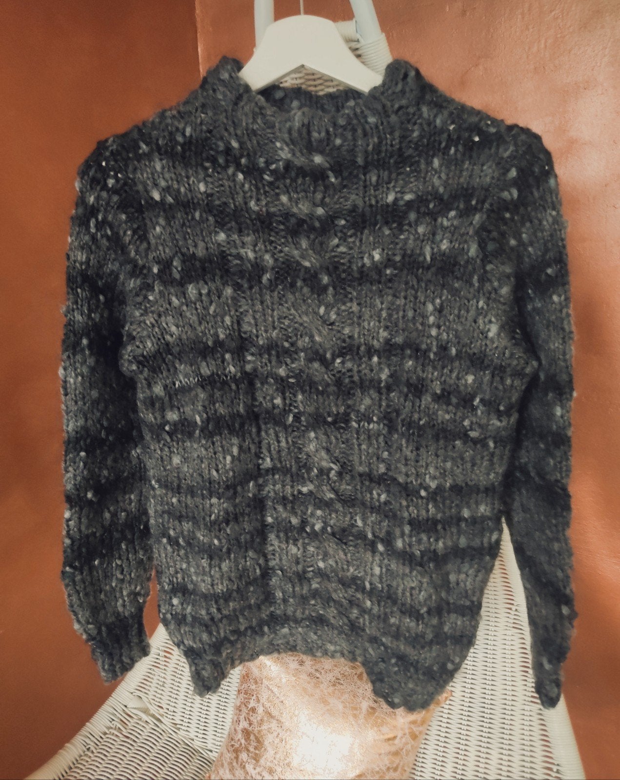 Handmade - Mohair wol trui grijs zwart - mt x, Verzenden, Zwart, Zo goed als nieuw, Handgemaakt