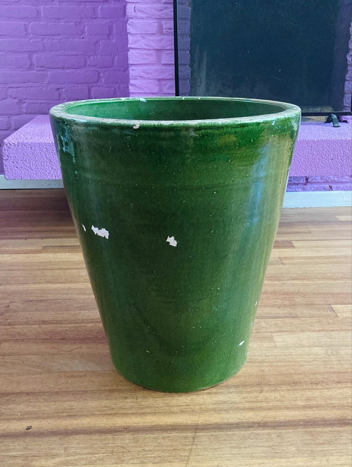 Grote robuuste groene plantenpot voor binnen, Tuin en Terras, Bloempotten, Ophalen, Gebruikt, 40 cm of meer, Rond