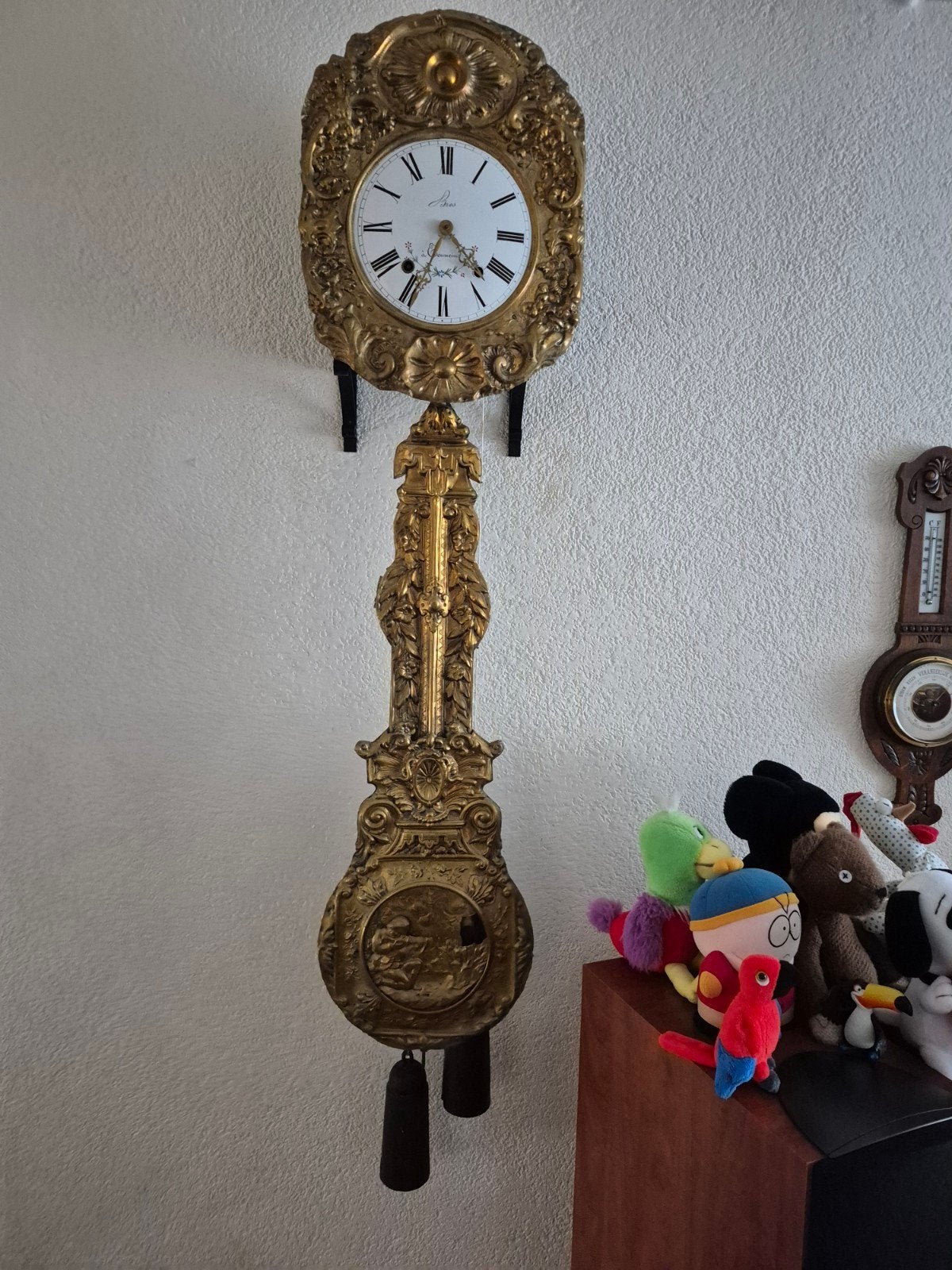 Mooie zeldzame Comtoise klok met gongslag, Ophalen