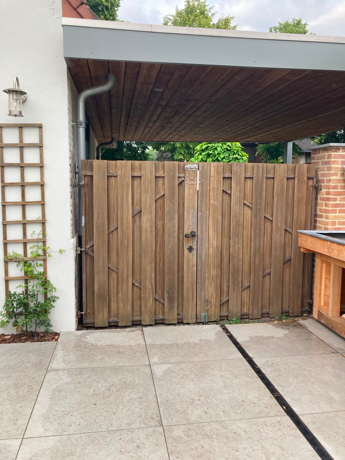 Hardhouten Bankirai poort, Ophalen, Gebruikt, 150 tot 200 cm, Hout