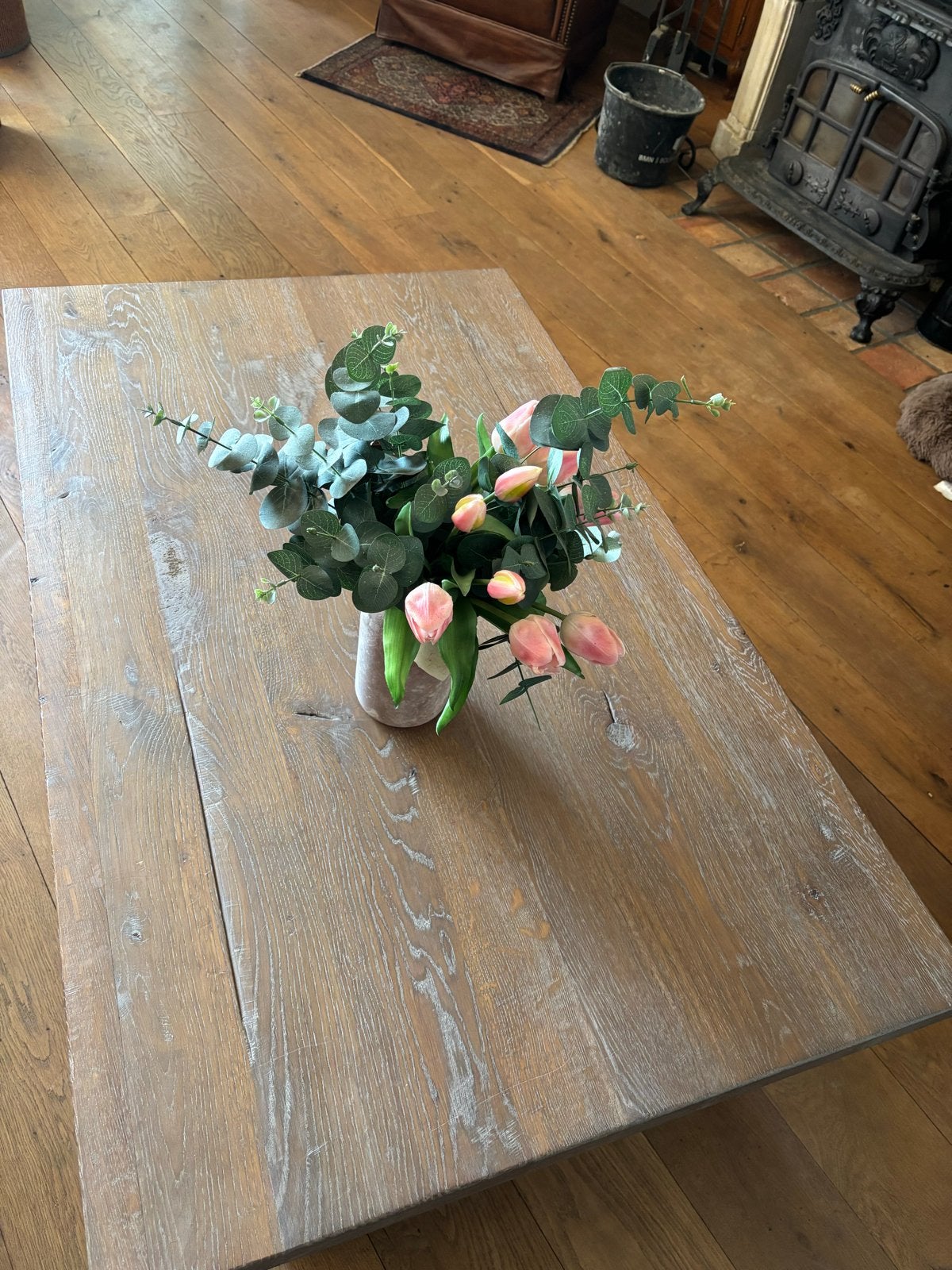 Robuuste Klooster Salontafel van Massief Eikenhout, Huis en Inrichting, Gebruikt, 100 tot 150 cm, Eikenhout, 50 tot 100 cm